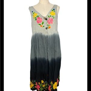 Sweet Lady Women’s Medium Grey Floral Sleeveless Dress, made Indonesia, side